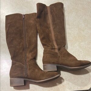 Brown Suede Knee-High Boots